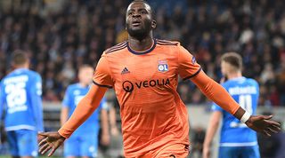 Tanguy Ndombele celebrating for Lyon