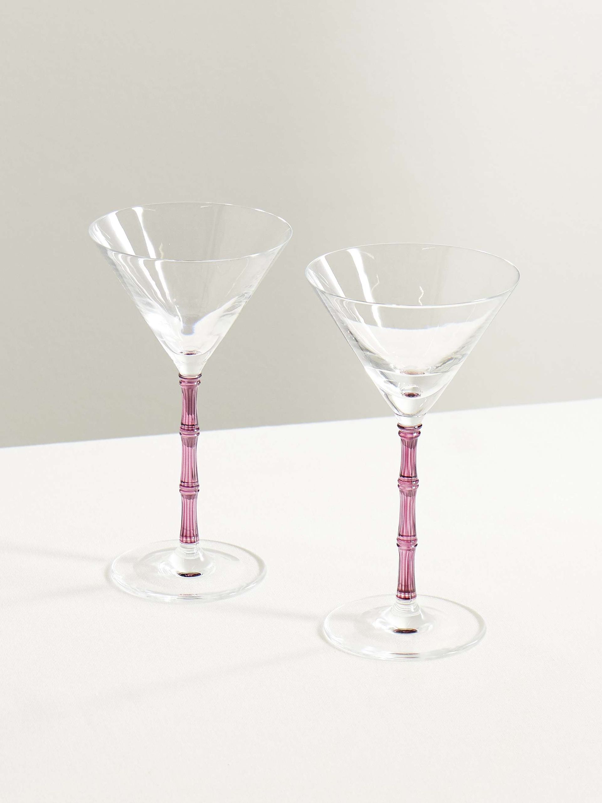 Bamboo Set of Two Crystal Martini Glasses