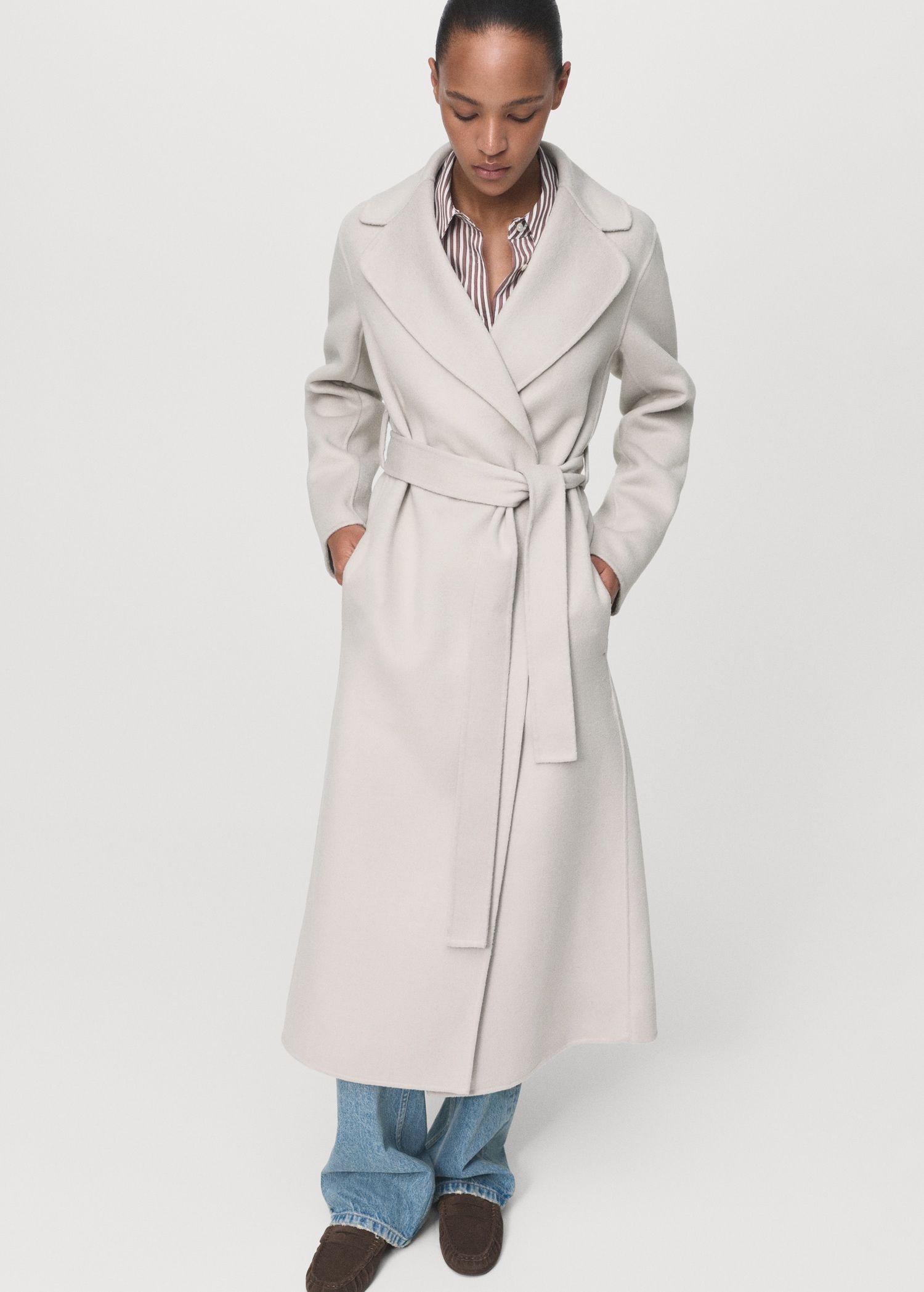 Handmade Wool Coat With Belt - Women | Mango United Kingdom
