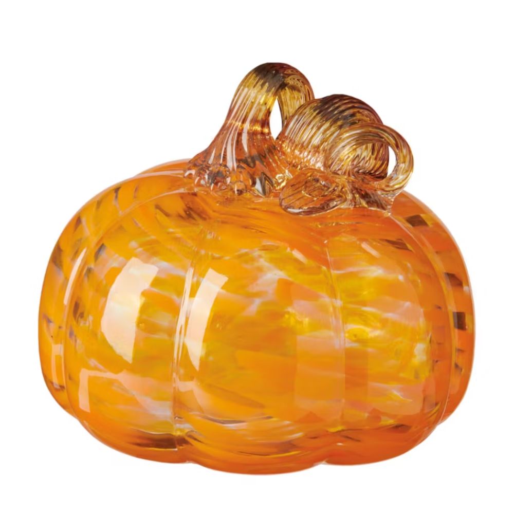 Handcrafted Glass Pumpkin, Orange