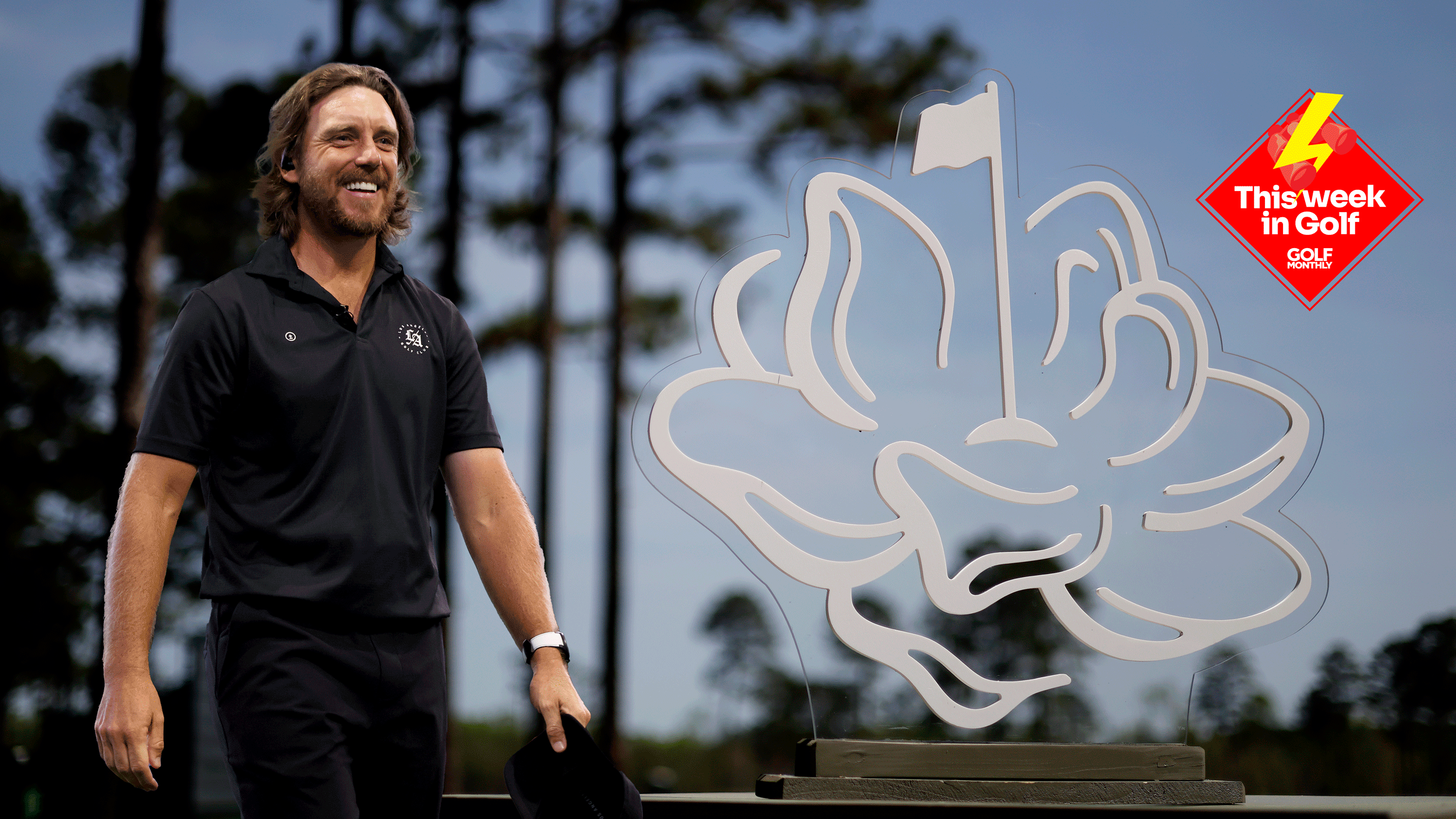 Main image of the ANWA trophy with a cut out of Tommy Fleetwood on the left and the TWIG sticker in the top right
