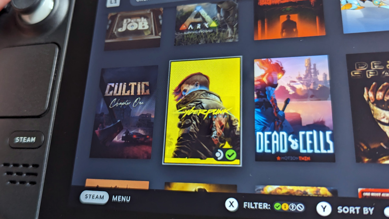 Steam Deck que muestra una biblioteca de juegos