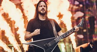 Christian Andreu plays his Jackson signature Rhoads with a whole lot of pyro in the background.