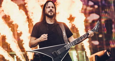 Christian Andreu plays his Jackson signature Rhoads with a whole lot of pyro in the background.