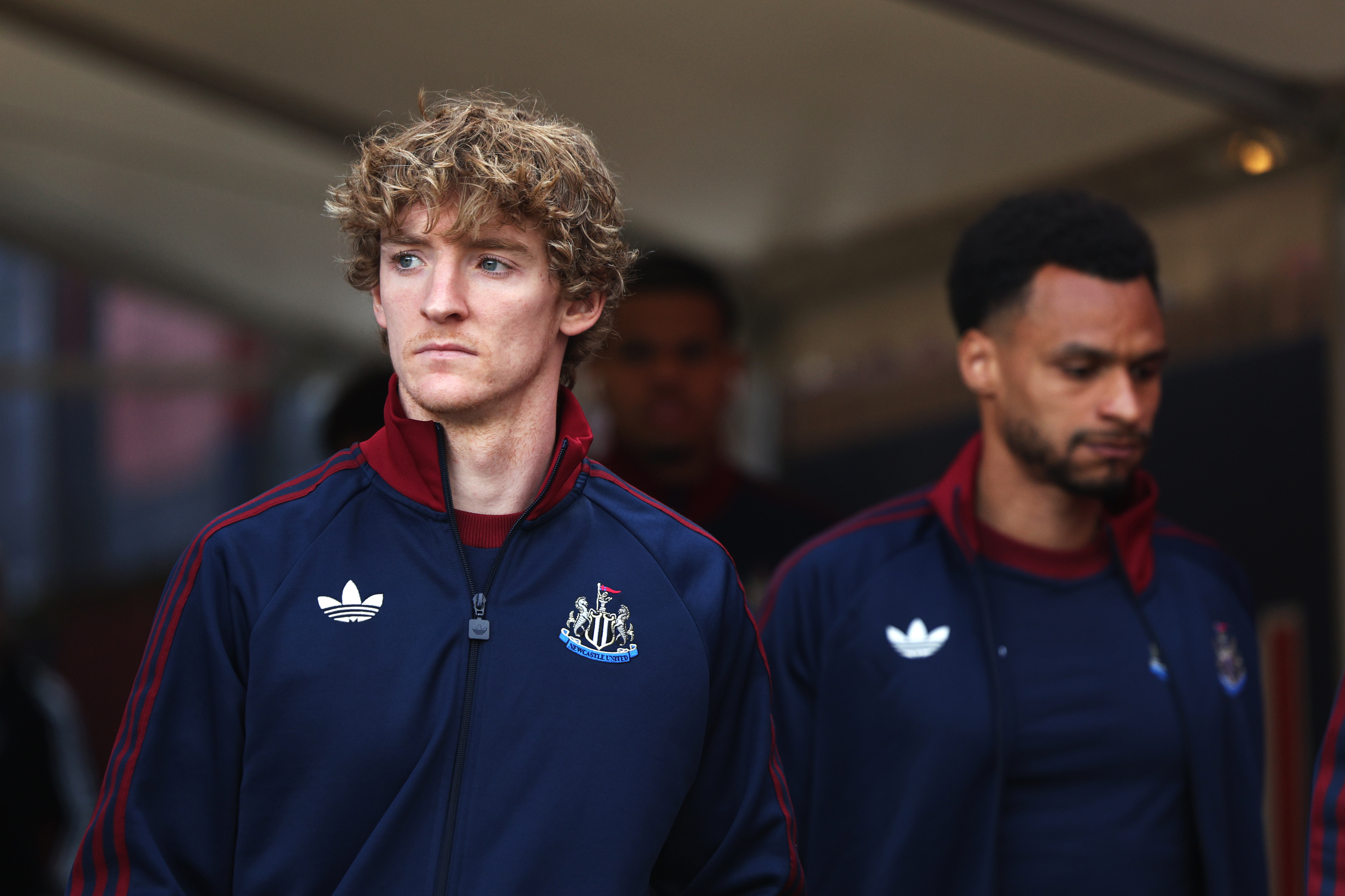 LONDON, ENGLAND - APRIL 12: Anthony Gordon of Newcastle United arrives at the stadium prior to the Premier League match between Crystal Palace and Newcastle United at Selhurst Park on April 12, 2026 in London, England. (Photo by Steve Bardens/Getty Images)