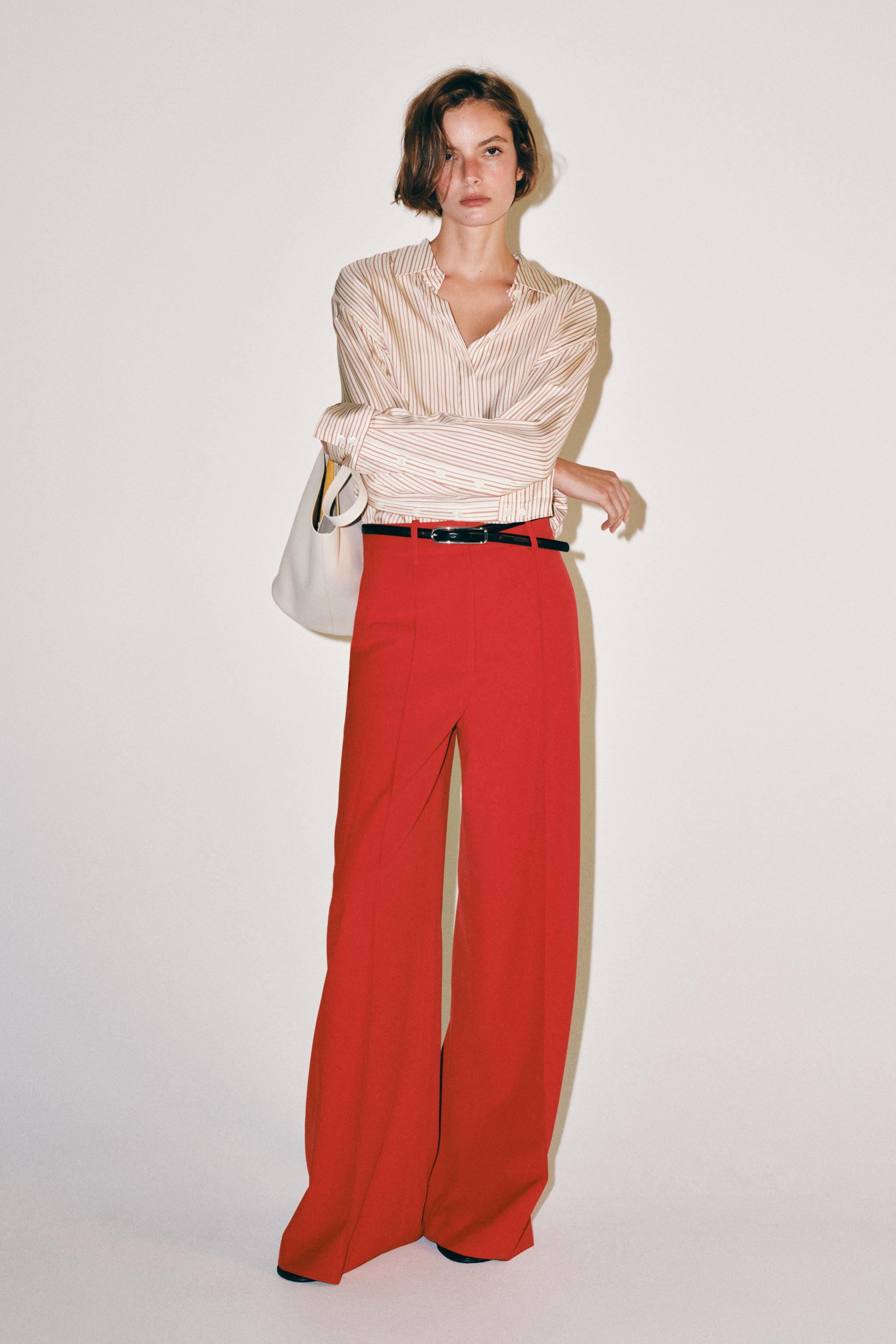 Zw Collection Wide-Leg Trousers - Red - Xs