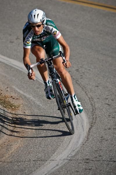 Reid Mumford (Kelly Benefits) rounds one of the many switch backs on the course