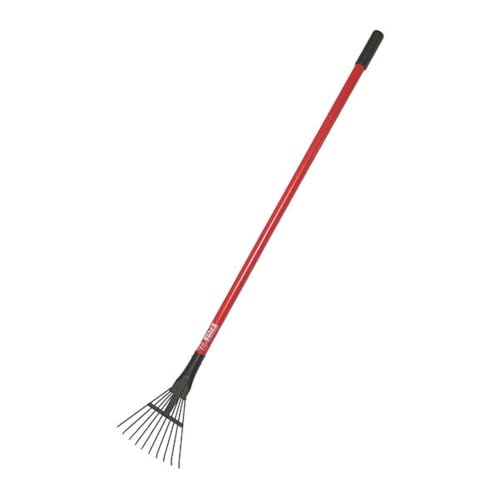 Bully Tools Shrub Rake &amp;ndash; Small Rake With Tempered Steel Tines &amp;amp; Fiberglass Handle for Tight Spaces, Gardening Tool for Leaves and Debris in Beds, Lightweight Yard Tool - 100% Made in the Usa, 54-Inch