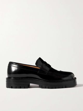 Tabi Split-Toe Glossed-Leather Loafers