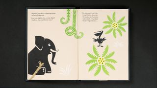 Cannonball!, book made by Taxi Studio, spread showing an elephant and a pelican