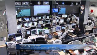 Launch controllers at the Japan Aerospace Exploration Agency's Tanegashima Space Center look on as the country's unmanned HTV-4 cargo ship launches toward the International Space Station on Aug. 4, 2013 Japan Standard Time (Aug. 3 EDT/GMT).