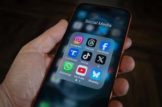  On top row left to right, the logo of social media platform Instagram is seen beside that of Meta&rsquo;s Threads and Facebook. On the middle row from left is the logo of Donald Trump's Truth Social app, next to the logo of social media app TikTok and the logo of Elon Musk&rsquo;s US online social media and social networking site 'X' (formerly known as Twitter). Along the bottom row, left to right is the messaging service WhatsApp, the logo for online video sharing and social media platform YouTube and the logo for the Bluesky app. (Photo by Anna Barclay/Getty Images)
