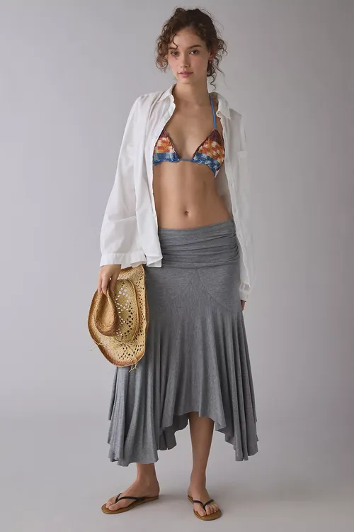 Kimchi Blue Jessica Asymmetric Low-Rise Midi Skirt