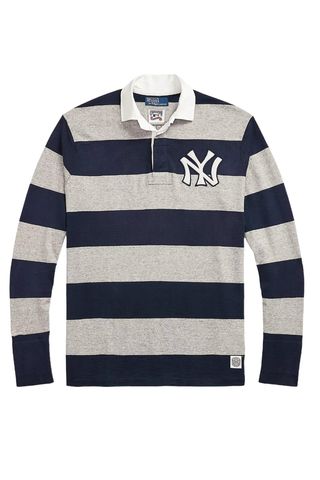 Women's Polo Ralph Lauren Navy/heather Gray New York Yankees Long Sleeve Rugby T-Shirt