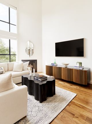 minimal living room with hardwood floor