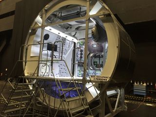 Another project Lockheed Martin is working on: an orbiting lunar habitat that would support four astronauts for 30 to 60 days. The company is in the early stages of researching such a habitat. Shown here, a mock up of the habitat.