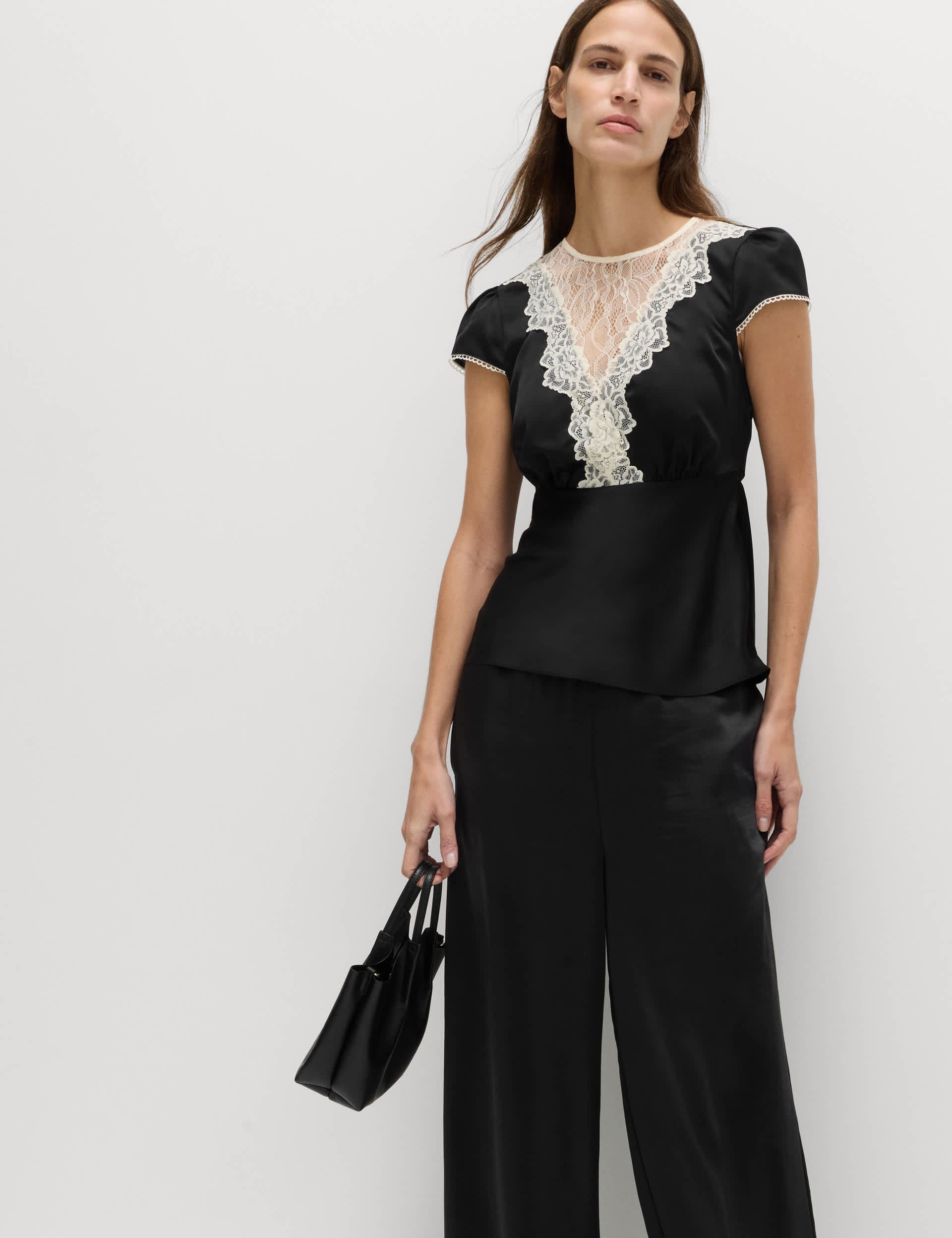 Satin Lace Insert Top