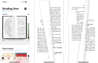 How to read a book in Apple Books: Tap a book to open it, tap the right or left margin to navigate pages, or swipe