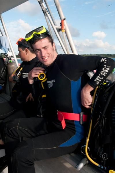 Blair Turner readies for scuba diving