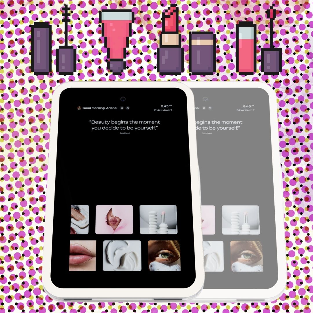 swan beauty ai mirror on a pixel background