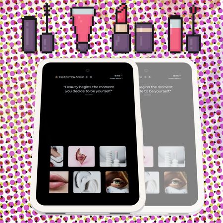 swan beauty ai mirror on a pixel background