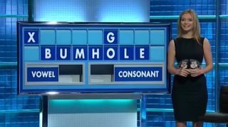 Screengrab from Countdown showing the word bumhole
