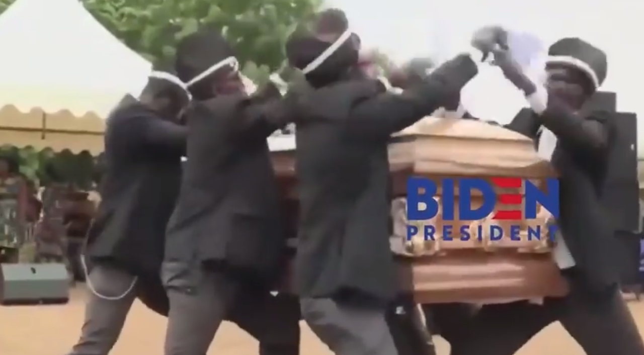 Ghanan pallbearer meme featuring Biden&amp;#039;s campaign.