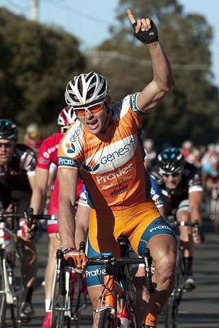 'Man of' Steele Von Hoff (Genesys Wealth Advisers) rides into the tour lead after winning stage two into Cobram.