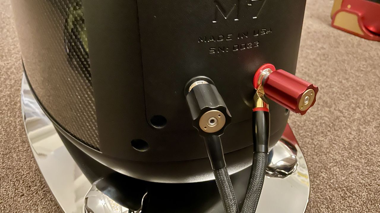 Magico M7 close-up of the silver binding posts