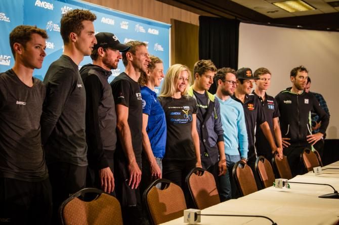 The rider lineup for todays questions in front of the media