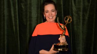 Olivia Colman accepts the award for outstanding Lead Actress In A Drama Series for The Crown attends the Netflix celebration of the 73rd Emmy Awards at 180 The Strand on September 19, 2021 in London, England.