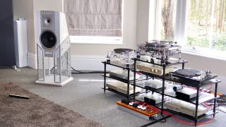 Stratton Acoustics Element 12 speaker next to a hi-fi setup