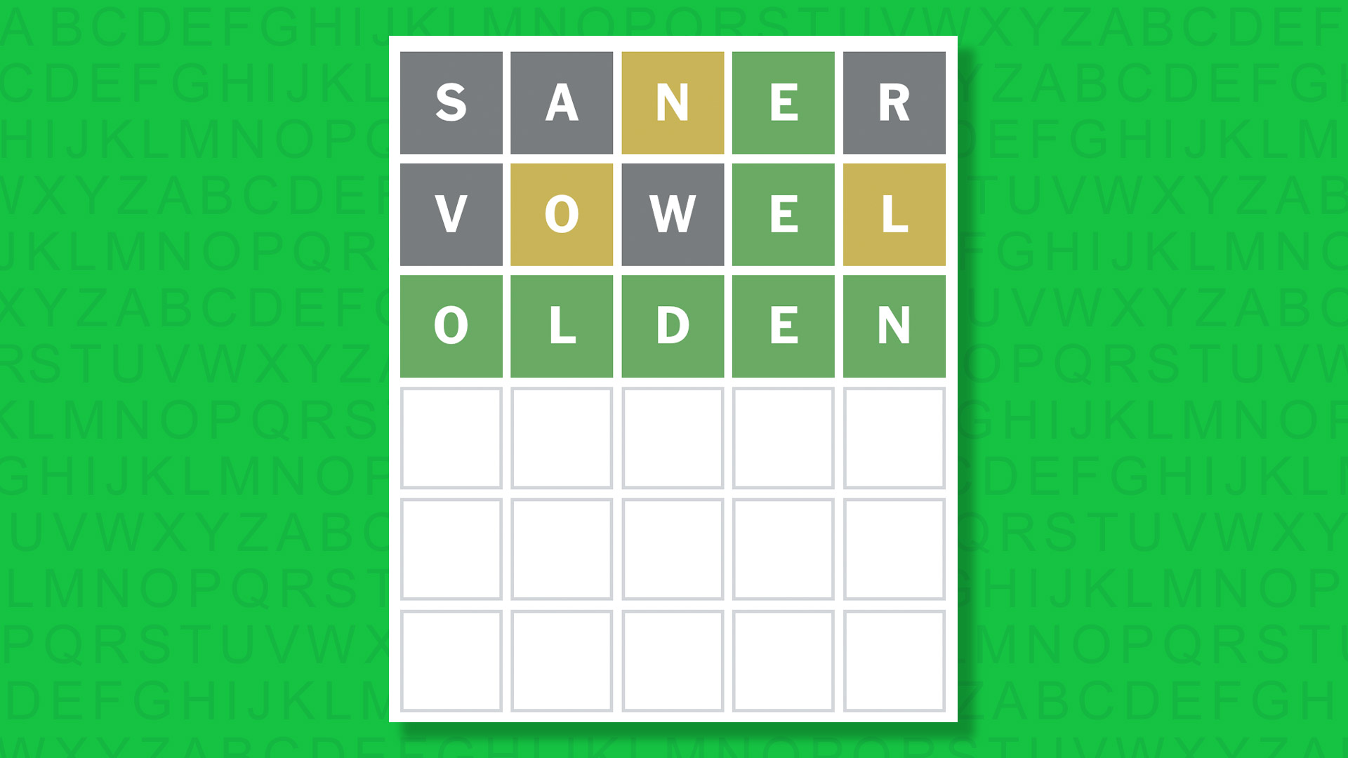 NYT Wordle answer for game 1891 on a green background