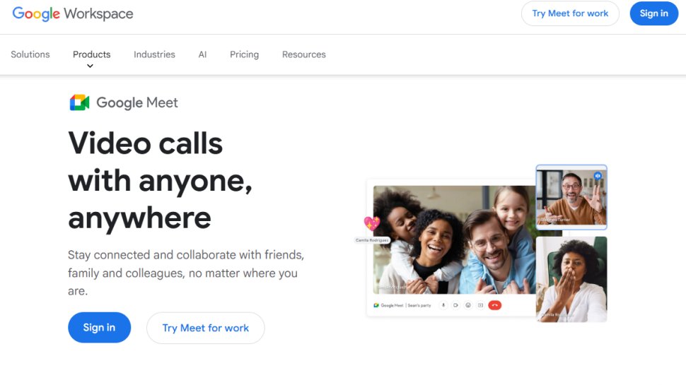Website screenshot of Google Meet (March, 2026)