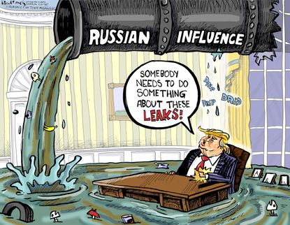 Political Cartoon U.S. Trump Leaks White House Russia