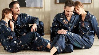 SlipIntoSoft Long Printed Silk Matching Pajamas Silk Pajamas Sets