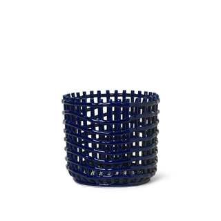 ceramic woven blue basket