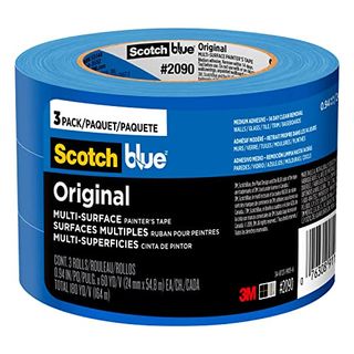 ScotchBlue Original Painter's Tape, 0.94 Inches X 60 Yards, 3 Rolls, Blue, Protects Surfaces and Removes Easily, for Indoor and Outdoor Use