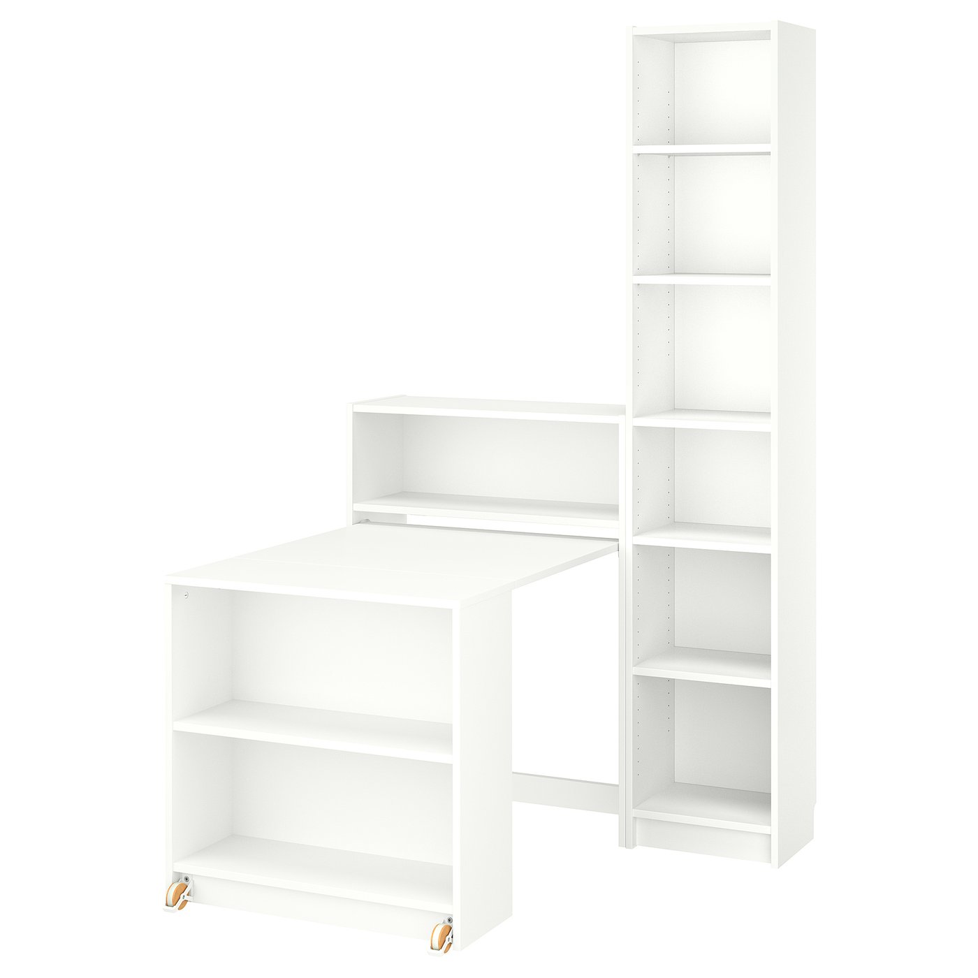 Billy Bookcase Comb W Foldable Table - White 120x202 Cm