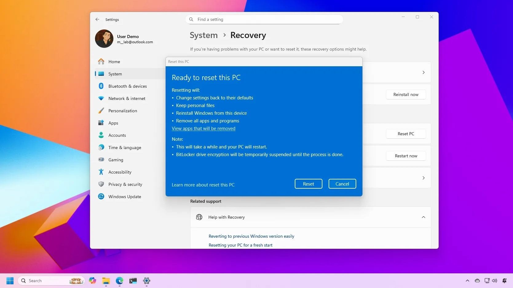Windows 11 reset to factory settings