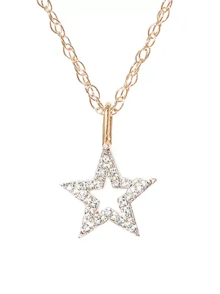 10k Yellow Gold & Diamond Star Pendant Necklace