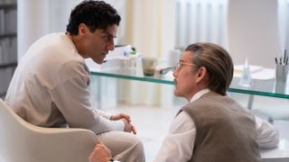 Oscar Isaac and Ethan Hawke in Moon Knight's mental institution