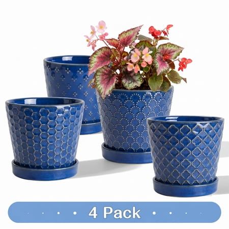 5 Inch Blue Drip Glaze Ceramic Planters