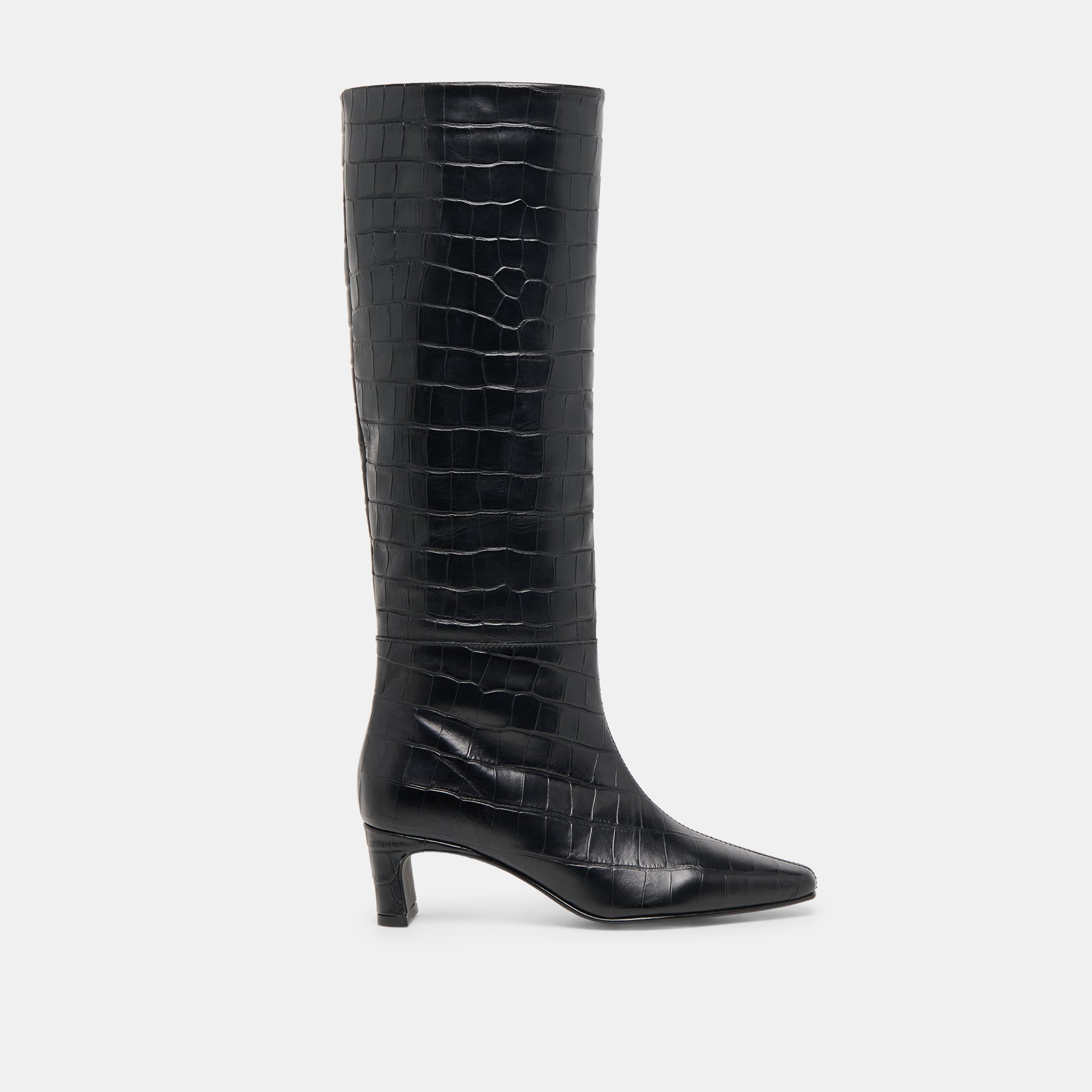 Trixi Boots Noir Croco Embossed Leather