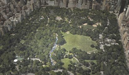 Visualisation of Breathe with Me in Central Park, New York City, by Studio Jeppe Hein. 