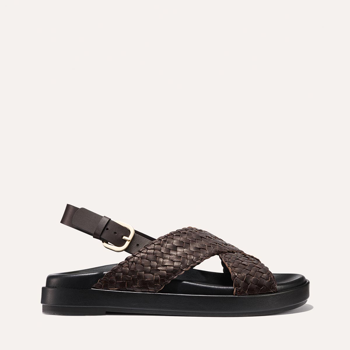 The Petra Sandal - Espresso Woven Leather