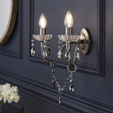 The Lighting Edit Mia chandelier Matt Pewter effect Wired LED Wall light