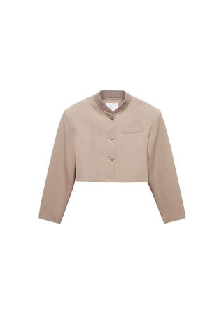 Buttoned Cropped Jacket - Women