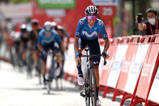 VALDEPEAS DE JAN SPAIN AUGUST 25 Enric Mas Nicolau of Spain and Movistar Team crosses the finishing line during the 76th Tour of Spain 2021 Stage 11 a 1336km stage from Antequera to Valdepeas de Jan 1009m lavuelta LaVuelta21 on August 25 2021 in Valdepeas de Jan Spain Photo by Stuart FranklinGetty Images