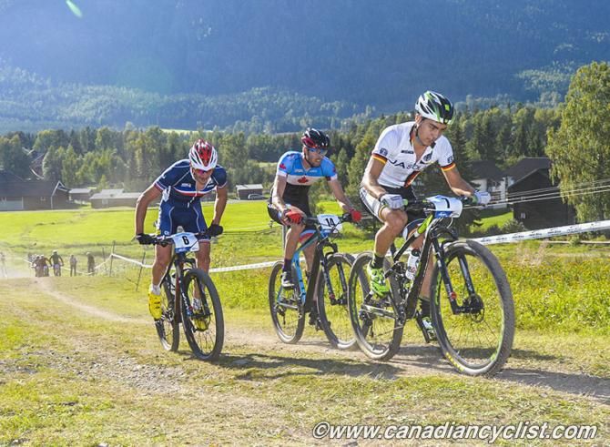 Julian Schelb (Germany) leads Leandre Bouchard and Victor Koretzky (France)